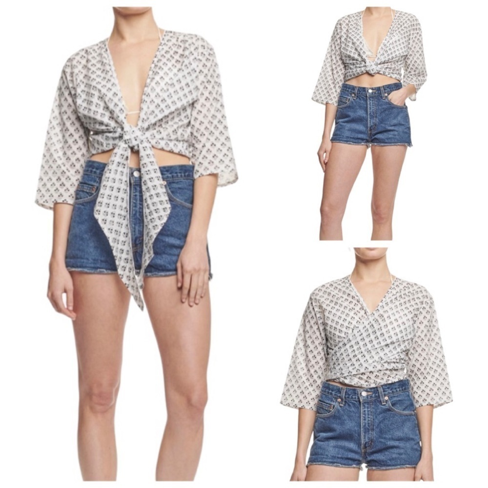 Shade Amour Wrap Top Blue Peacock 100% Cotton Made in India 4 ways to wear NWT